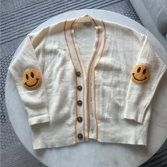 Dressed in LALA Sweaters Dressed In Lala Smiley Face Elbow Cardigan